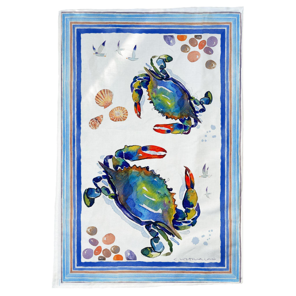 Colorful Crabs Kitchen Dish Towels, Ocean Animals, Sealife Tea