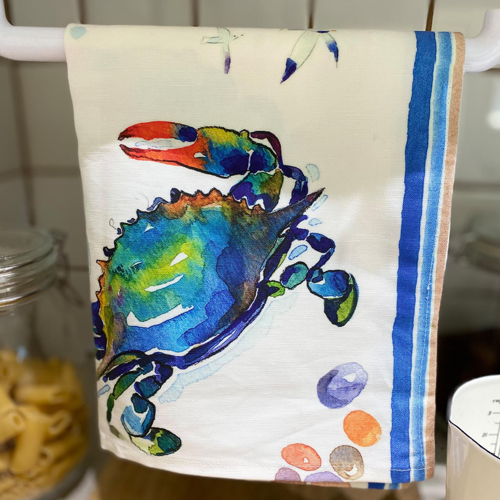 Watercolor Blue Crab 27 x 27 Towel – Blue Poppy Designs